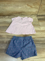 Just One You 2pc Striped Shirt & Shorts Set Pink sz 3m