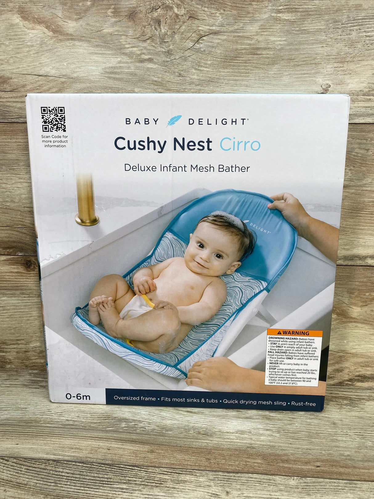 New Baby Delight Cushy Nest Cirro Deluxe Infant Mesh Bather 0-6m Blue