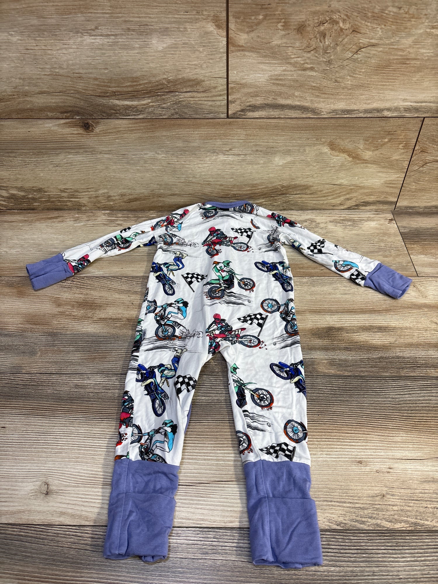Fletch Bamboo Motorcycle Race Convertible Footie White sz 6-12m