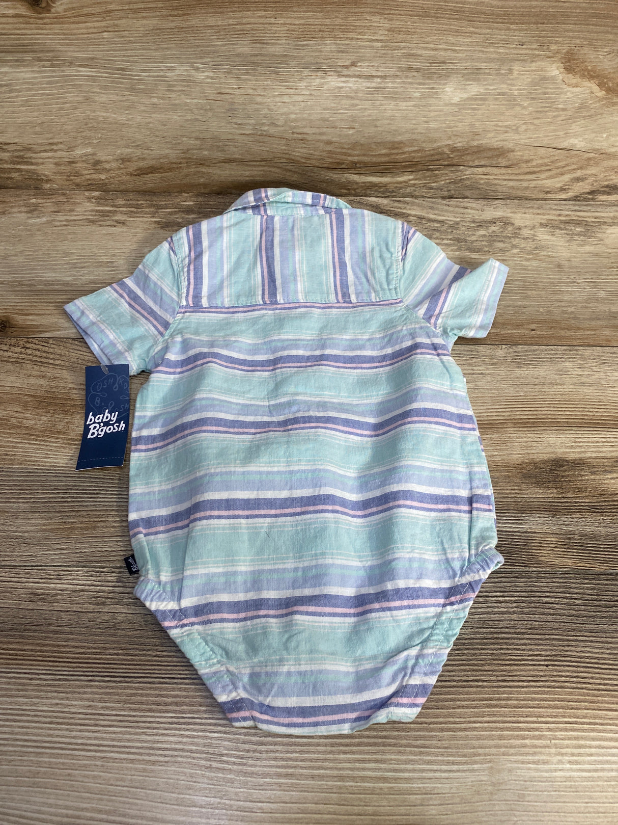 NEW Oshkosh Striped Button Up Bodysuit Blue sz 9m