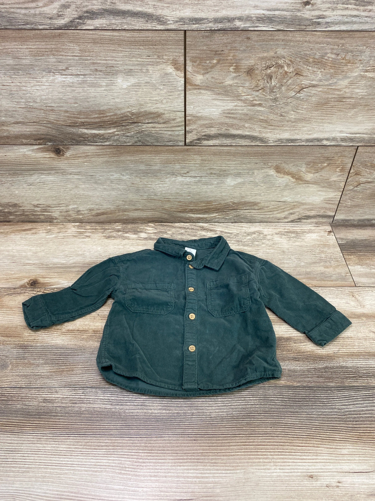 H&M Corduroy Button Up Shirt Green sz 6m