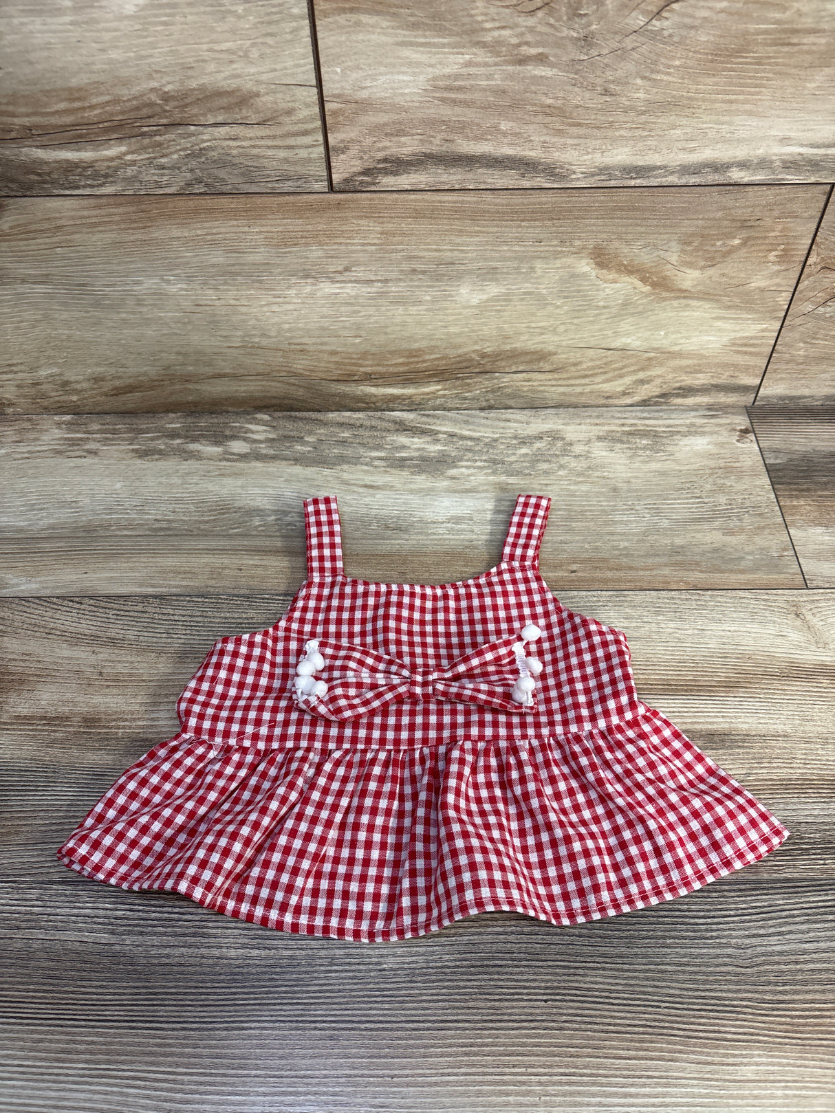 Shein Gingham Print Bow Peplum Shirt Red sz 9-12m