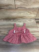 Shein Gingham Print Bow Peplum Shirt Red sz 9-12m