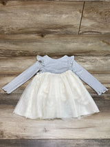 Old Navy Fit & Flare Rib Knit Ruffle Tutu Dress Grey sz 2T