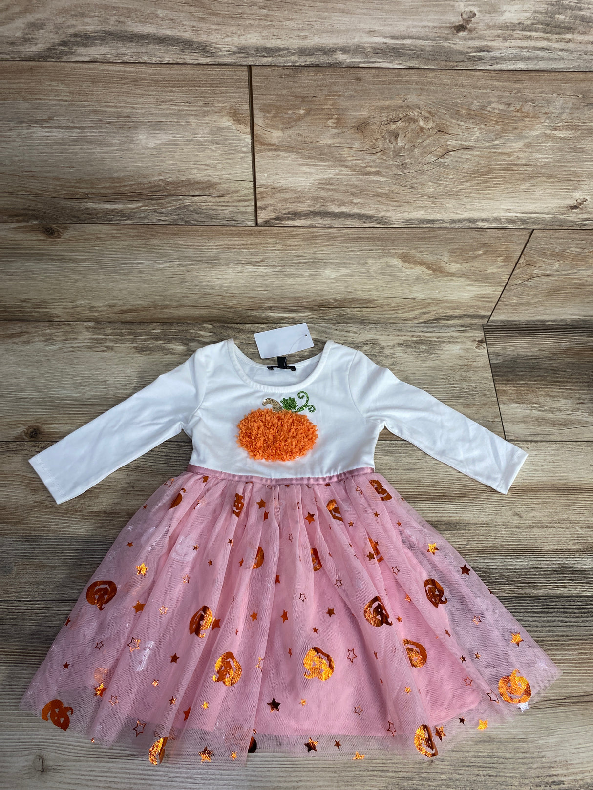 NEW Zunie Textured Pumpkin Tulle Dress White sz 2T