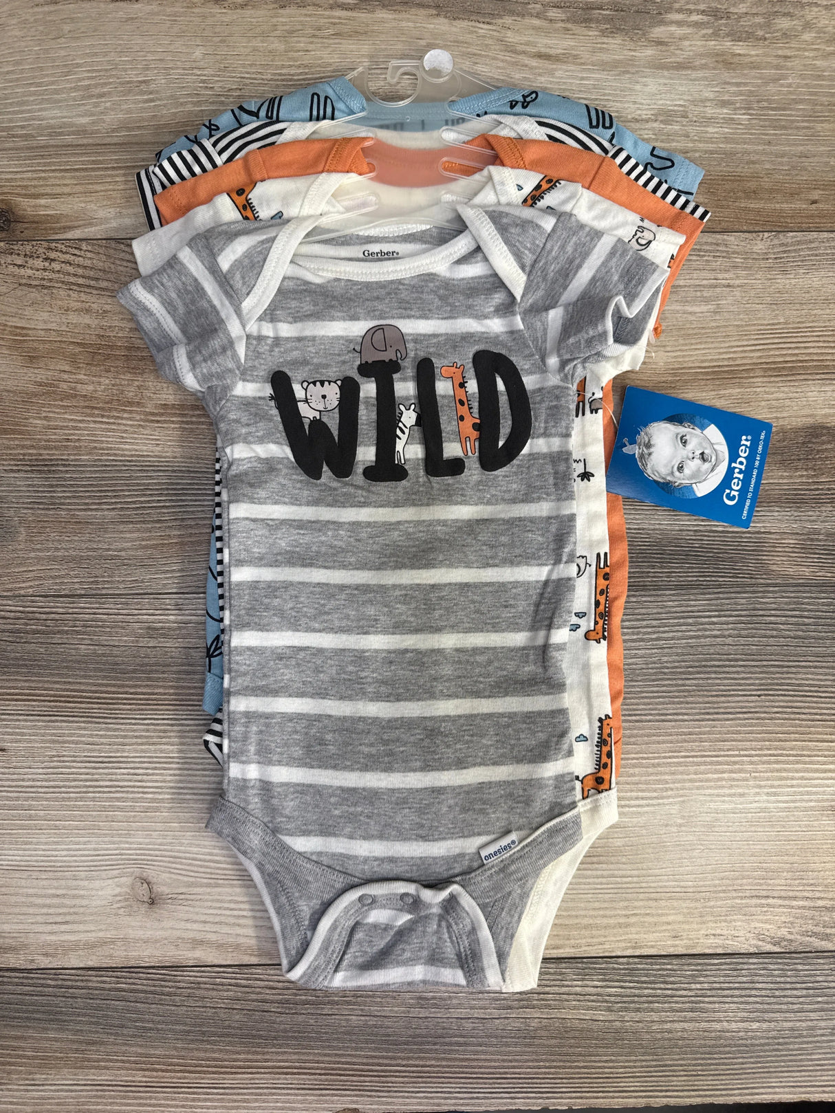 NEW Gerber 5pk Onesies Blue sz 3-6m