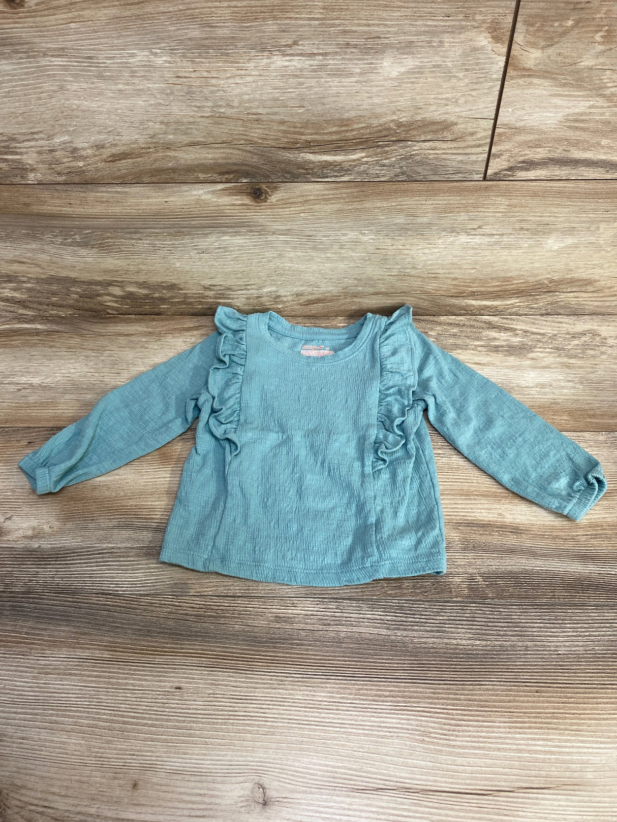 Cat & Jack Ruffle Long Sleeve Shirt Green sz 2T - Me n Mommy To Be
