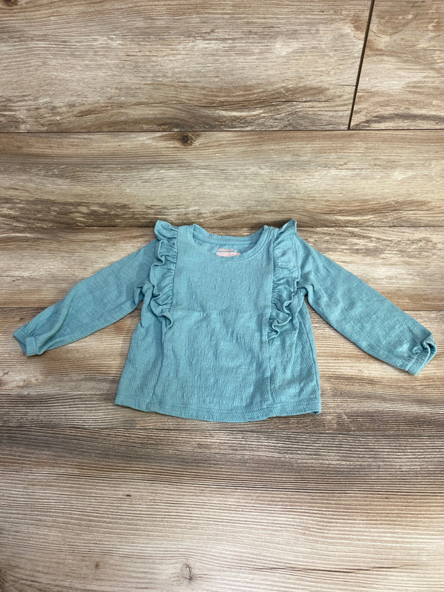 Cat & Jack Ruffle Long Sleeve Shirt Green sz 2T - Me n Mommy To Be