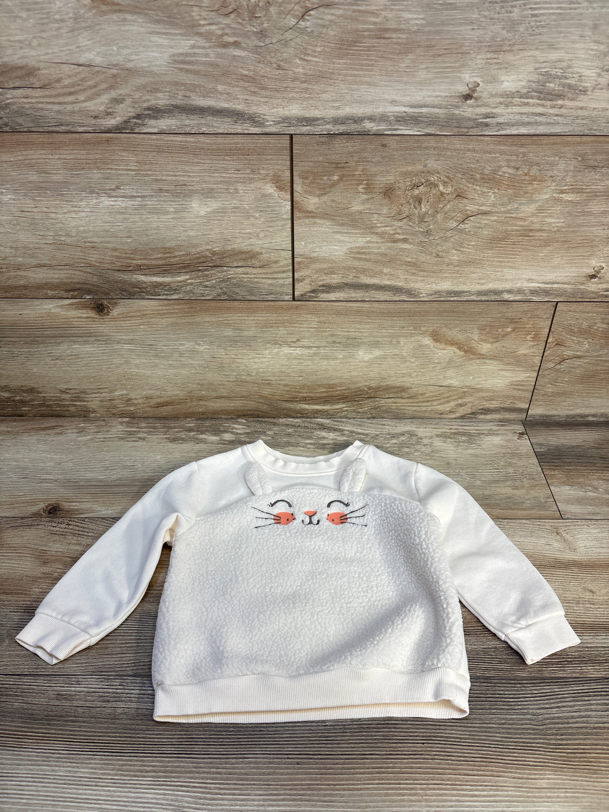 Old Navy Sherpa Lined Bunny Sweatshirt Ivory sz 18-24m