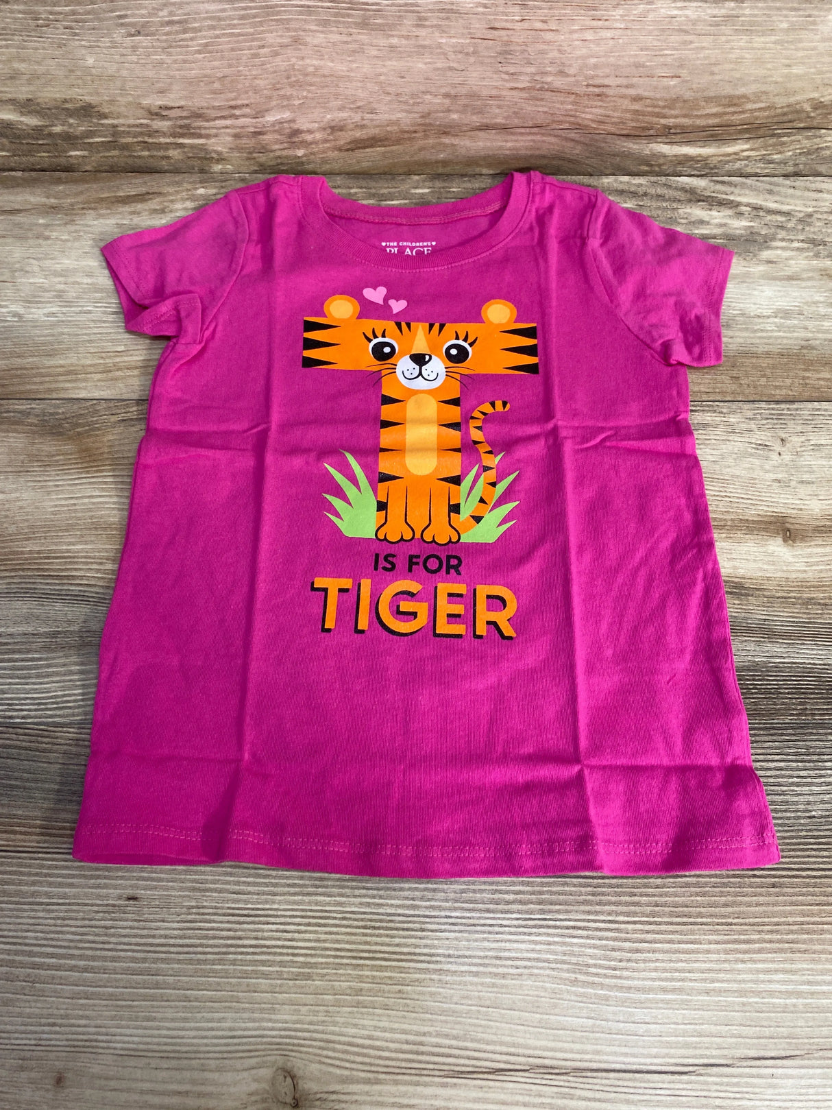 Children's Place T Is For Tiger Shirt Pink sz 5T