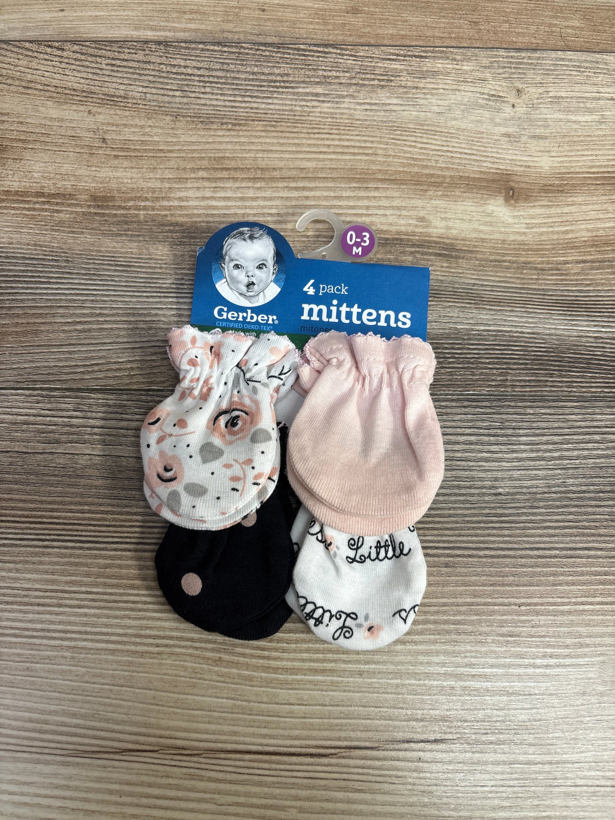 NEW Gerber 4pk Mittens Pink sz 0-3m