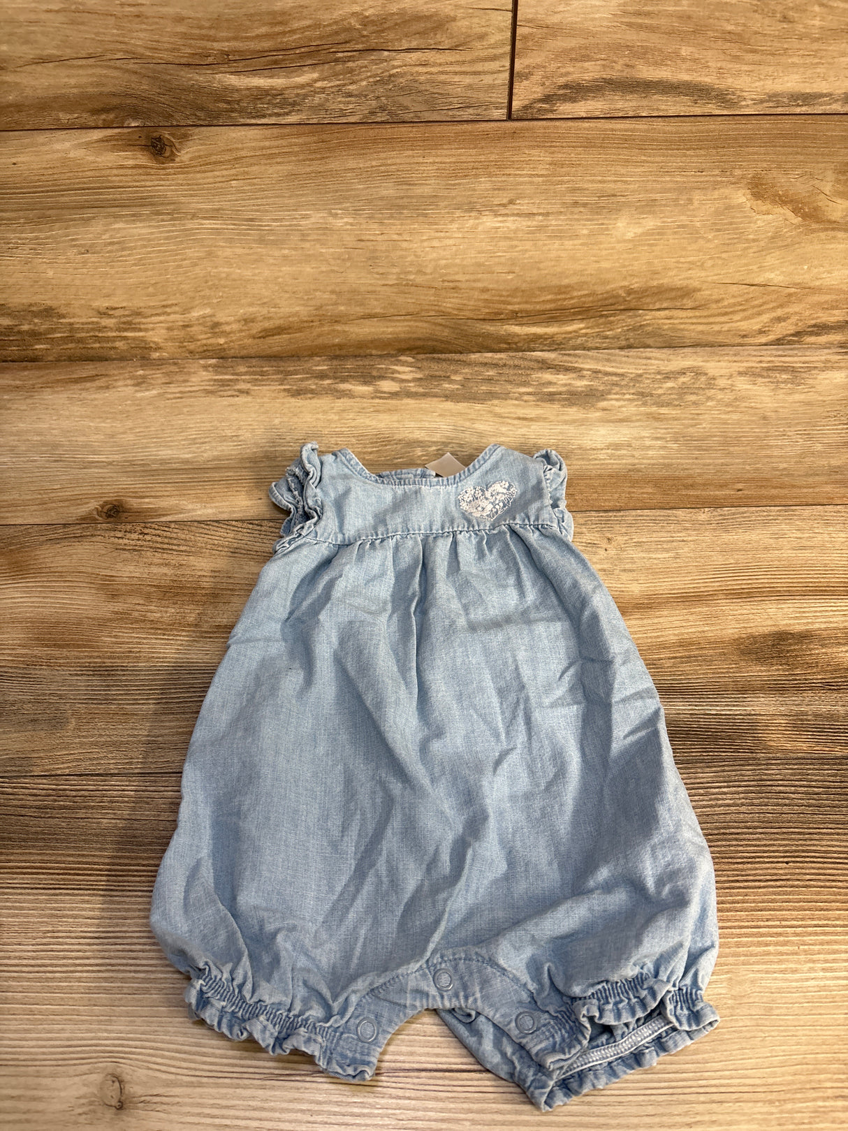 Carter's Embroidered Chambray Romper Blue sz 6m