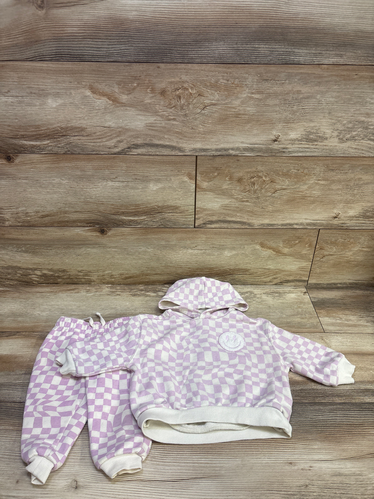 Grayson Mini 2pc Checkered Hoodie & Joggers Set Purple sz 18m