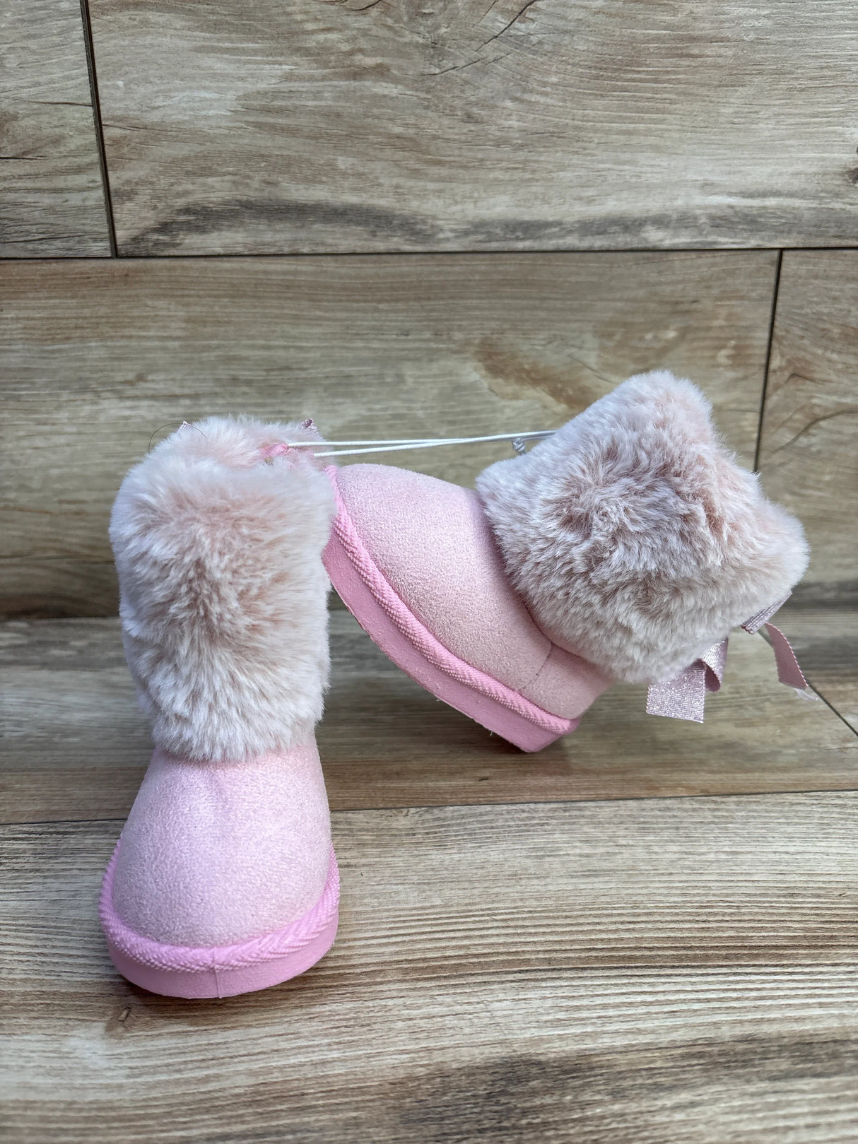 NEW First Steps by Stepping Stone Faux Fur Boots, Pink sz 3c