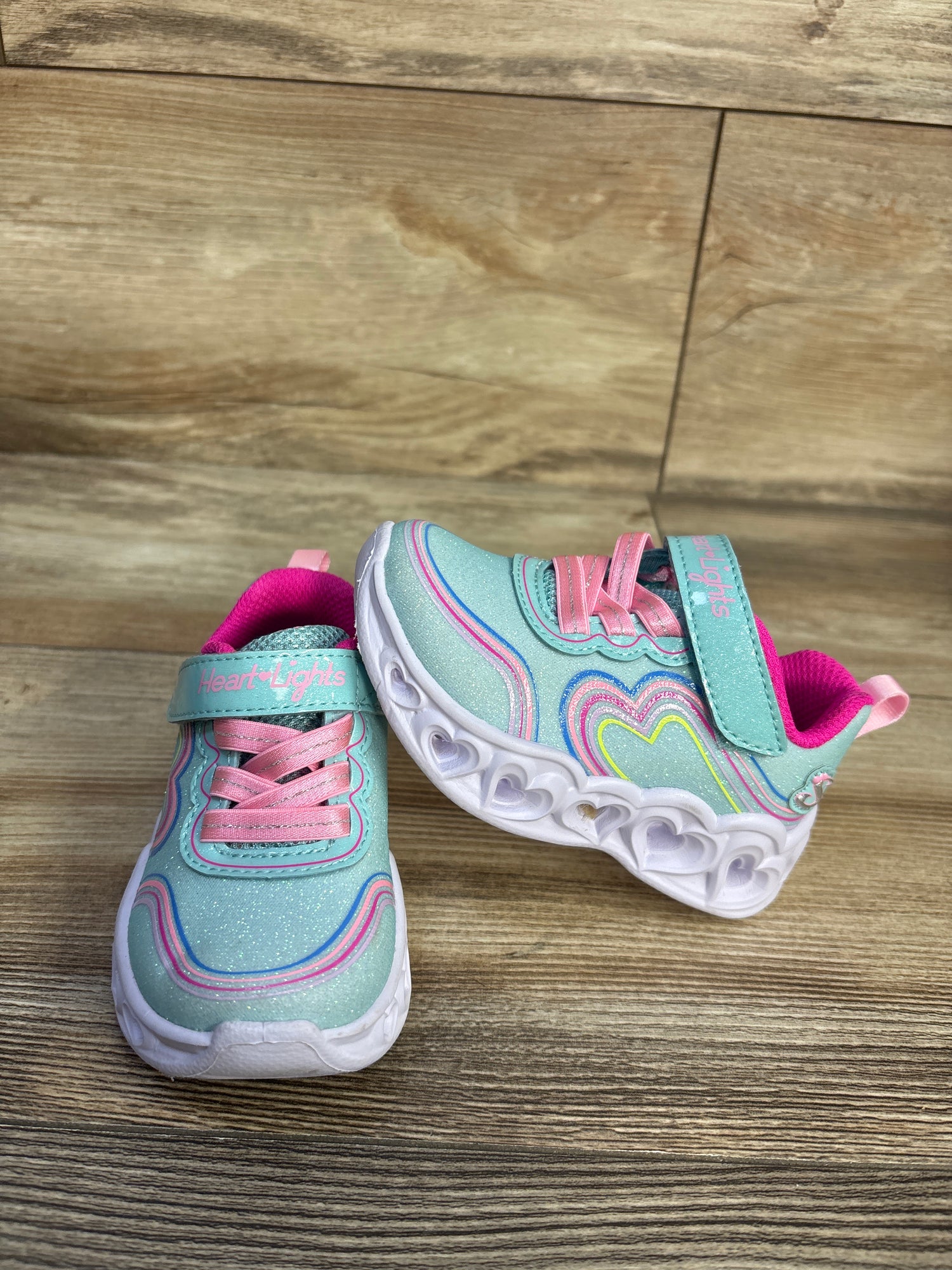 Sketchers Heart Light Up Retro Sneakers Blue sz 5c