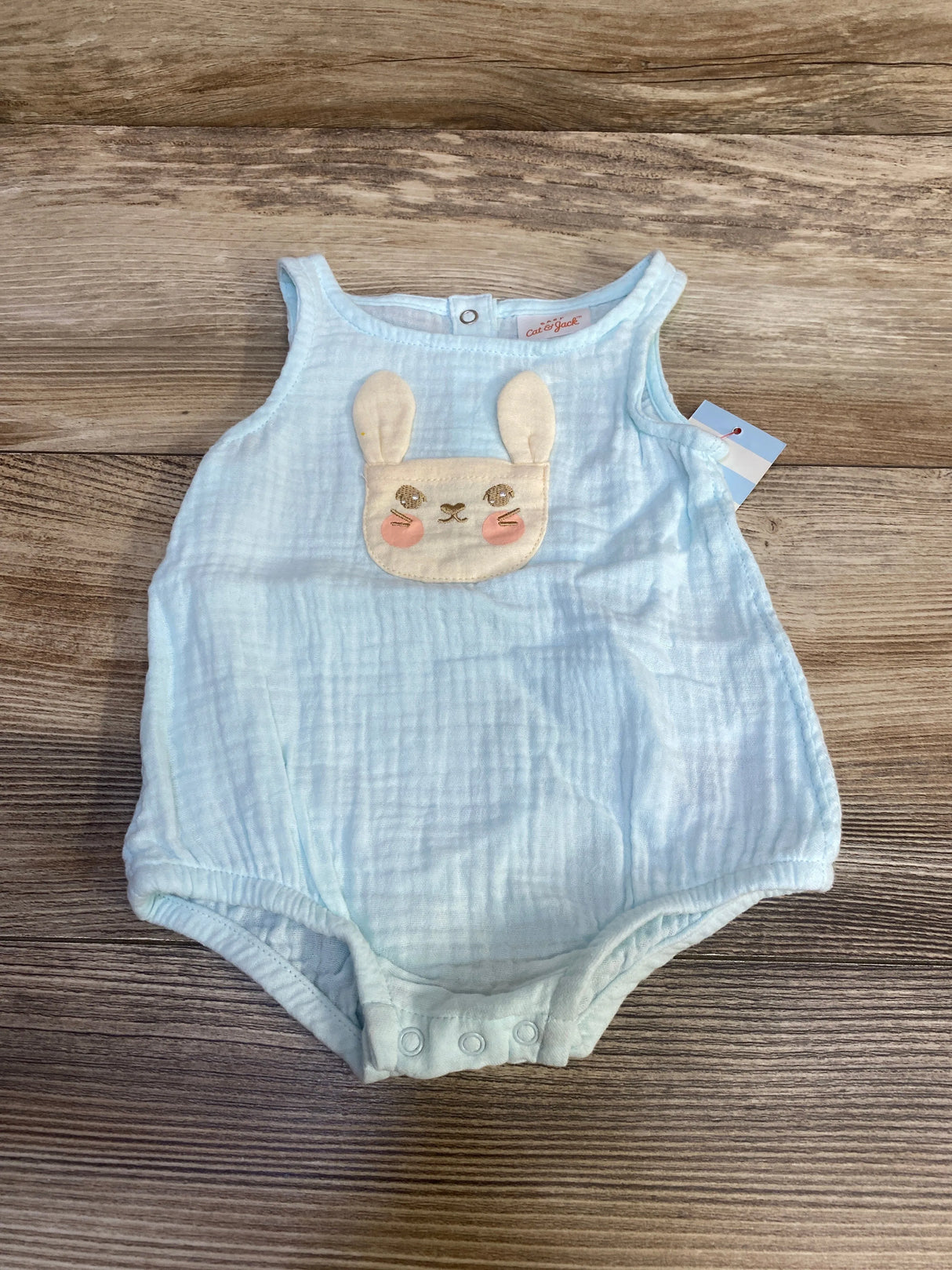 NEW Cat & Jack Gauze Bunny Romper Blue sz 0-3m