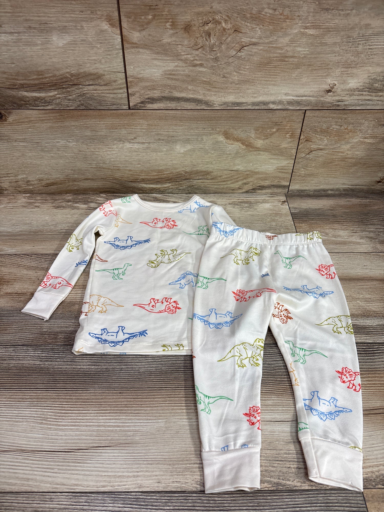 Cat & Jack 2pc Dinosaur Pajama Set Cream sz 18m