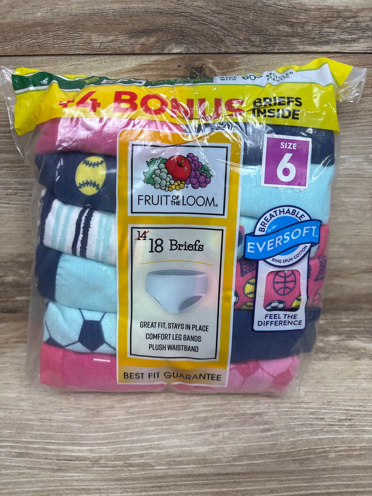 NEW Fruit of the Loom 18pk Girls' Briefs sz 6