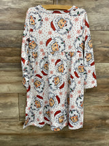 Snowflakes & Santa Long Sleeve Dress White sz 4T