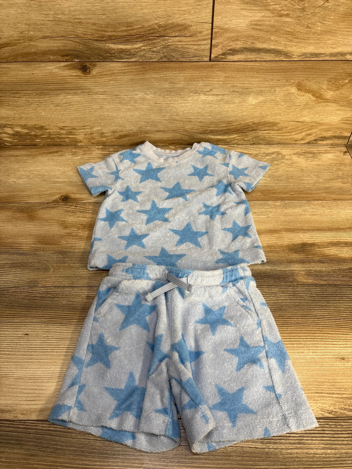 Cat & Jack 2pc Star Print Terry Cloth Shirt & Shorts Blue sz 12m
