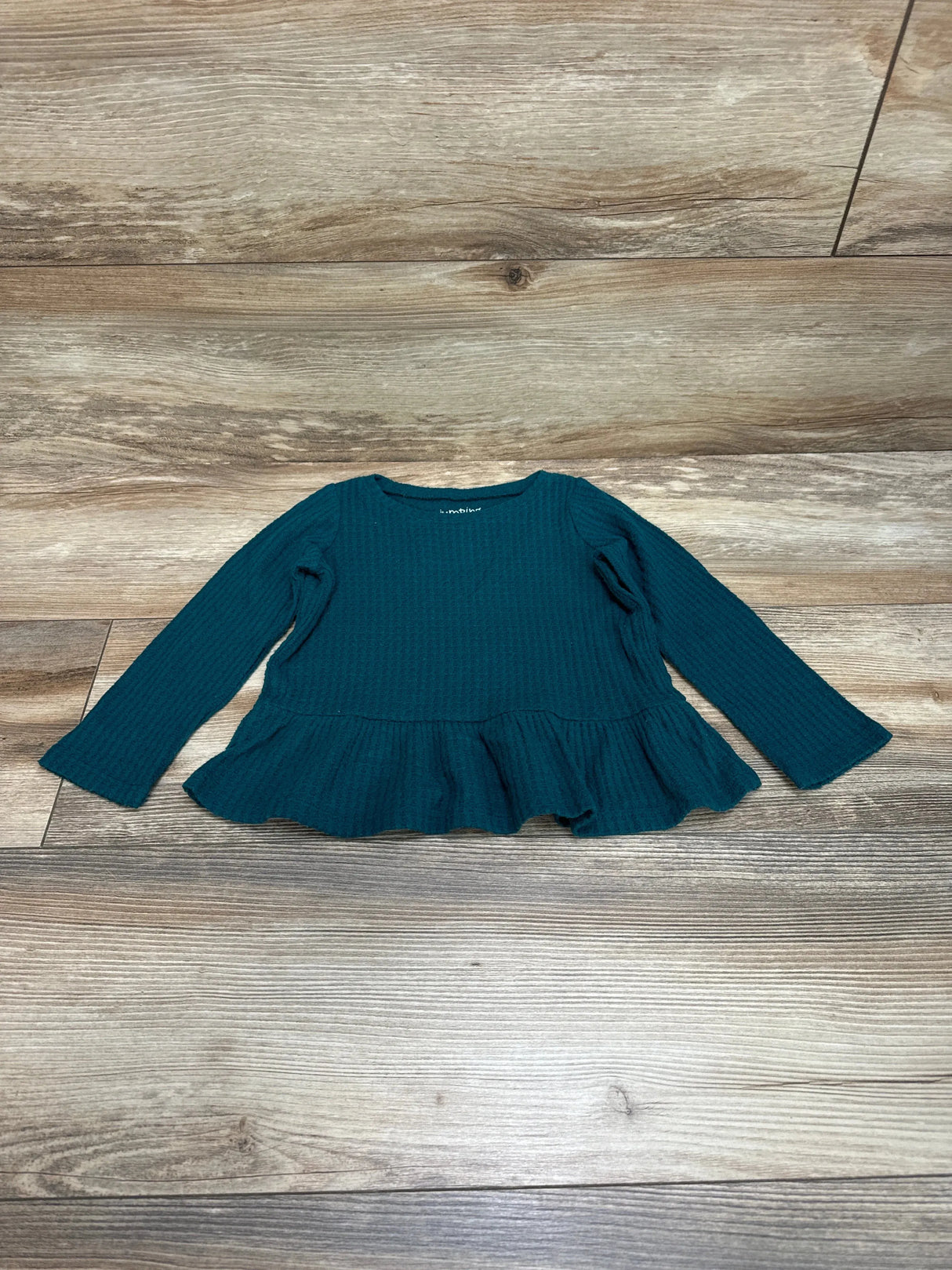 Jumping Beans Peplum Waffle Knit Top Green sz 24m