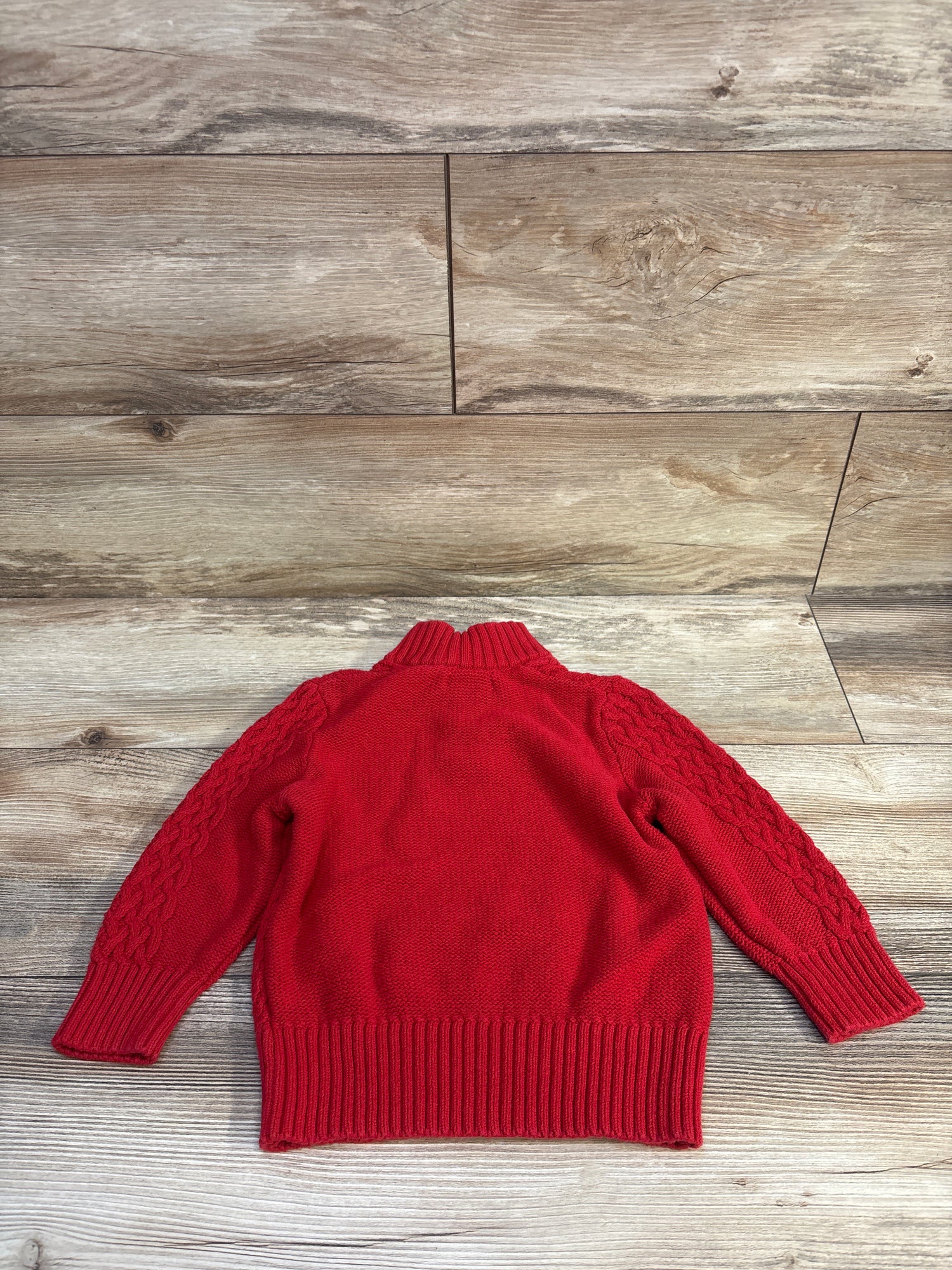 Cat & Jack Chunky Knit Henley Sweater Red sz 2T