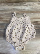 Shein Smocked Gauze Bubble Romper Beige sz 6-9m