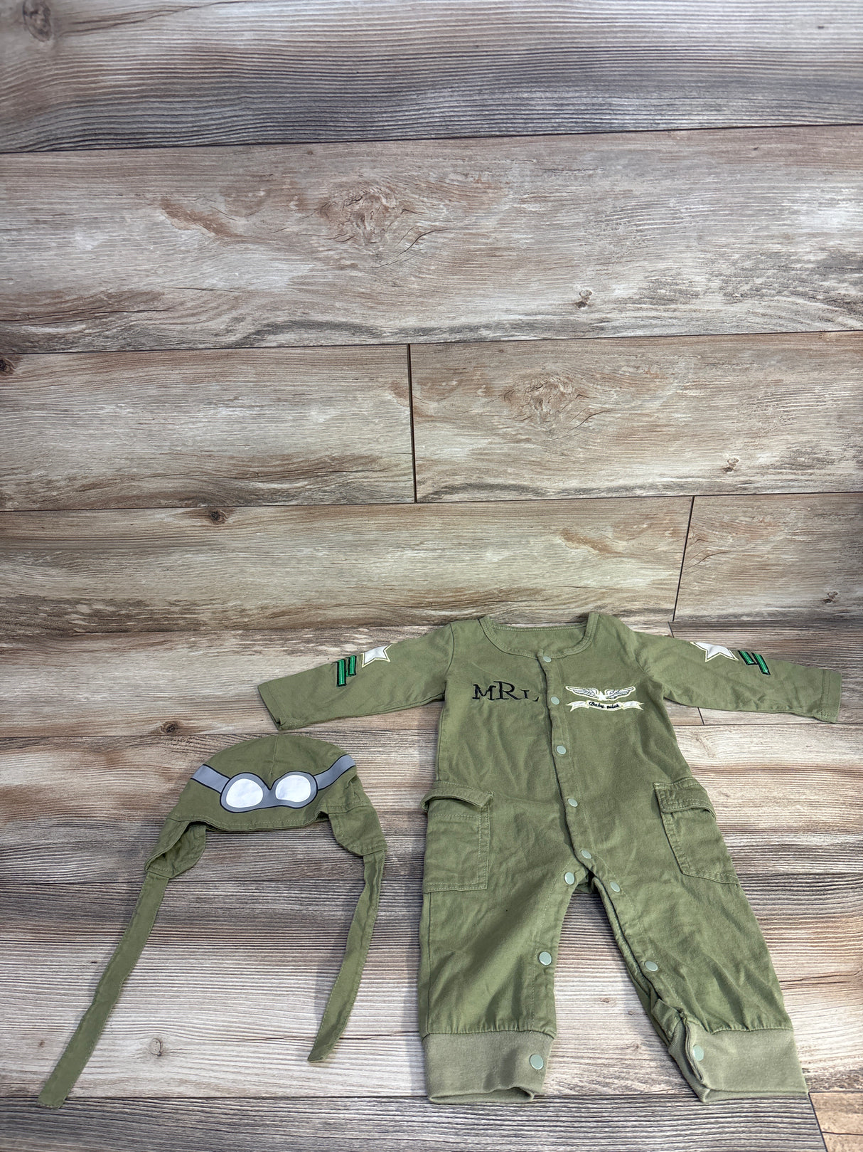 2pc Aviator Baby Pilot Costume Green sz 9-12m