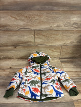 NEW Okie Dokie Dinosaur Print Puffer Jacket White sz 2T