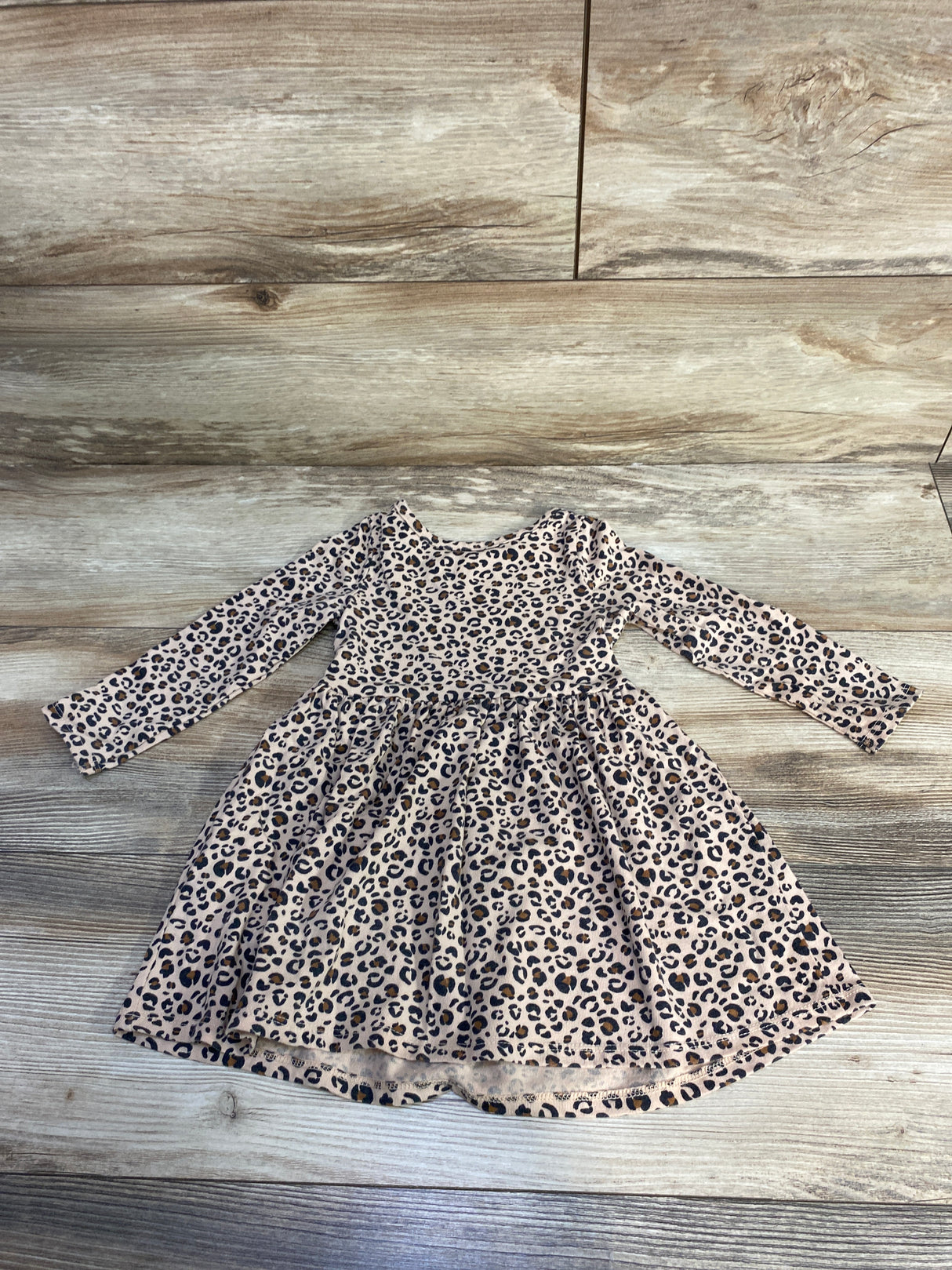 Cat & Jack Long Sleeve Leopard Print Dress Tan sz 2T