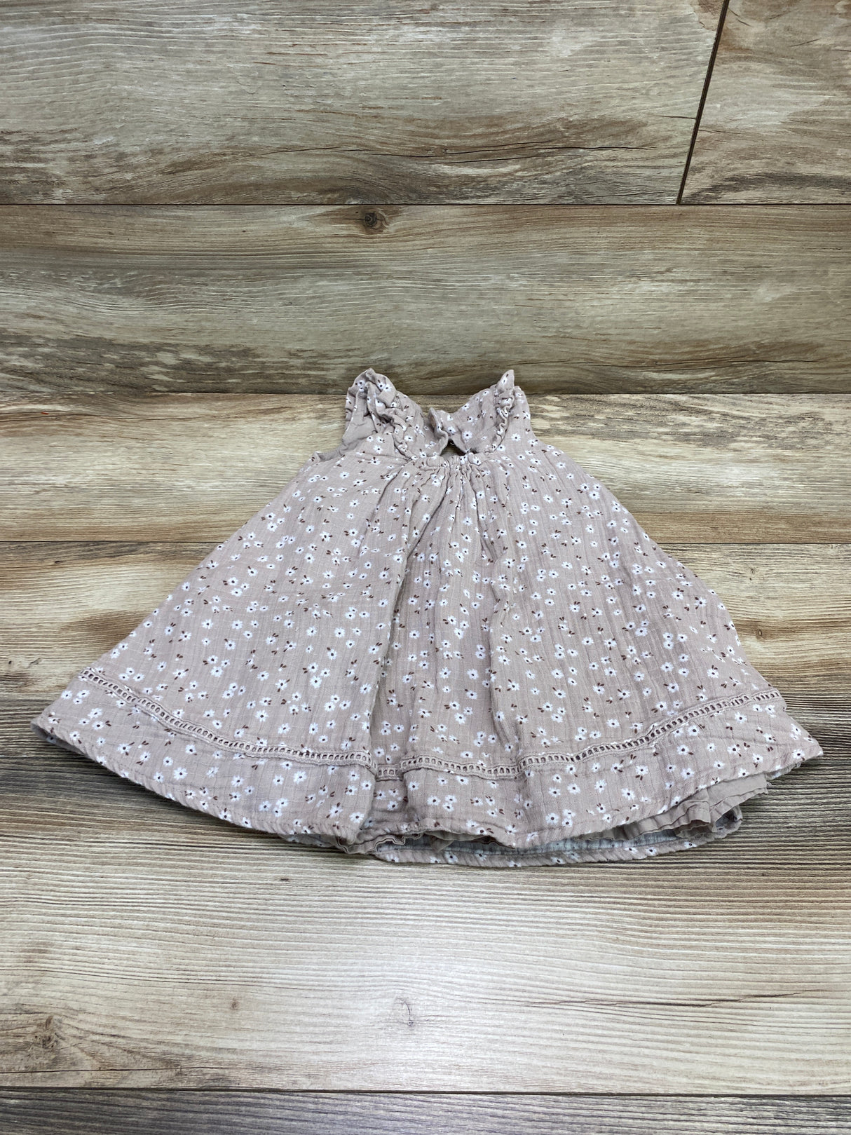 Tahari Ruffle Trim Floral Dress Taupe sz 2T