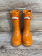 Hunter First Giant Glitter Rain Boots Orange sz 8c