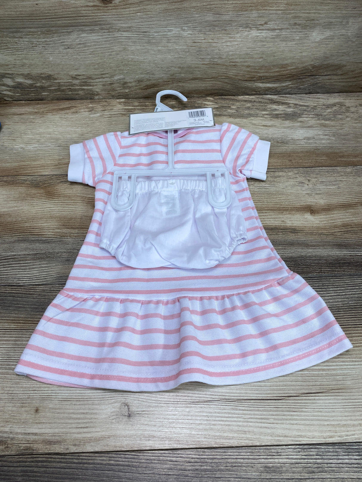 NEW Badgley Mischka 2pc Striped Dress & Bloomers White sz 3-6m