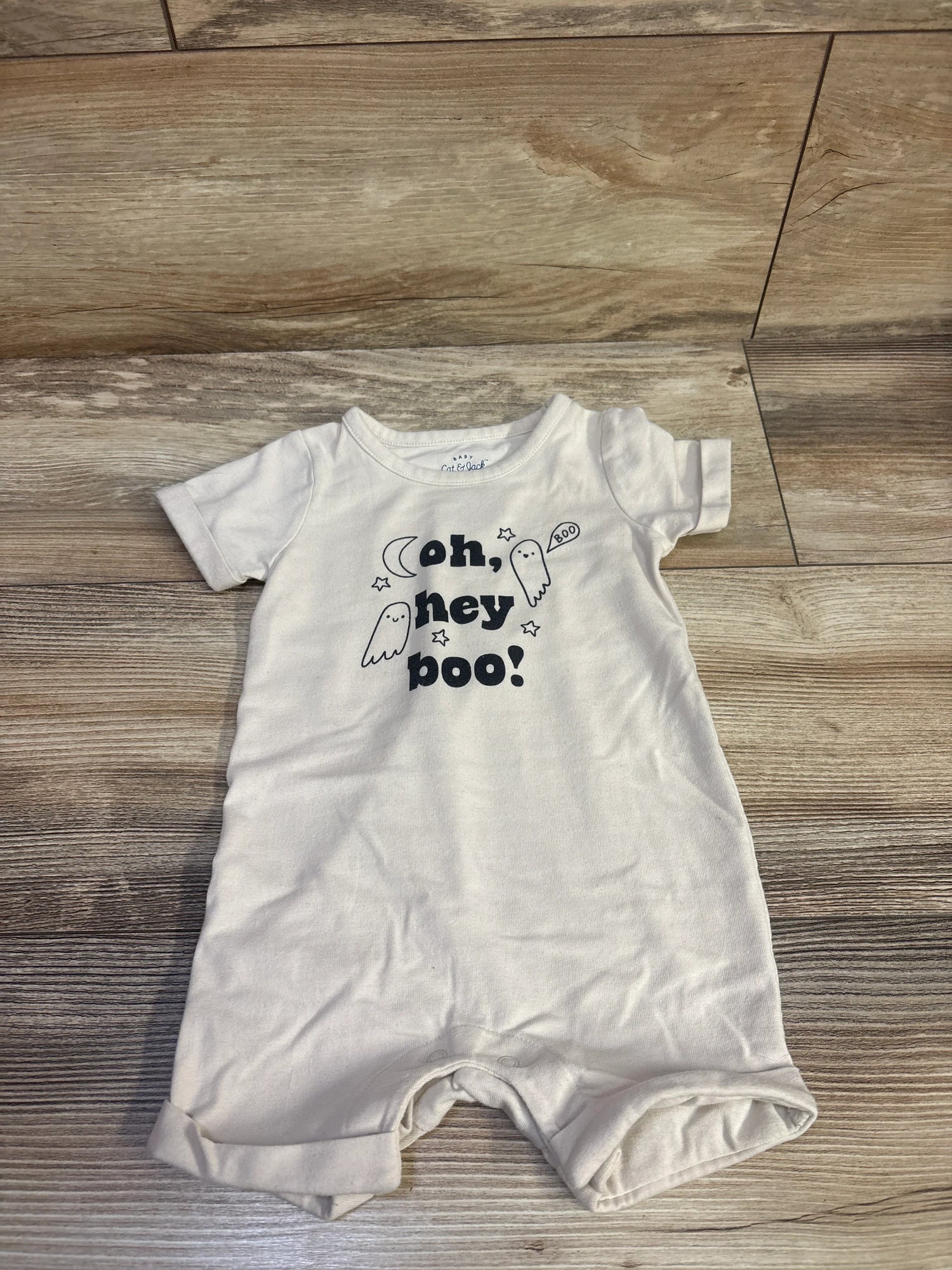 Cat & Jack 'Oh, Hey Boo!' Shortie Romper Ivory sz 3-6m