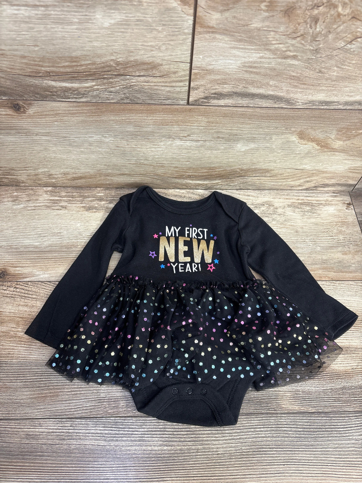Celebrate New Years My First New Years Tutu Bodysuit Black sz 6-9m