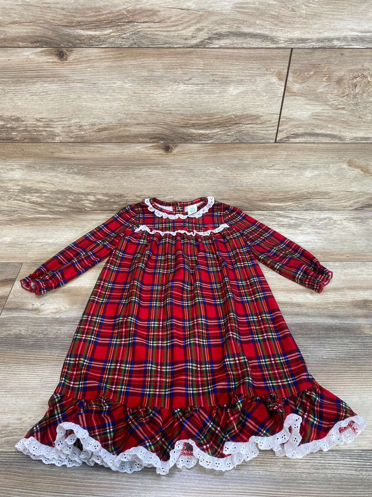 Little Me Red Plaid Nightgown sz 4T