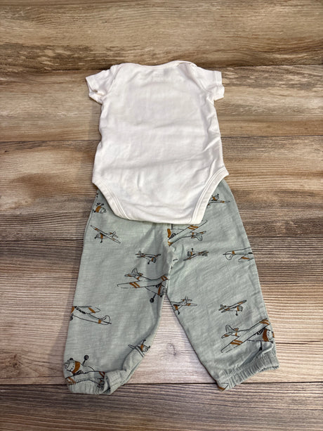 Carter's 2pc Airplane Bodysuit & Pants White sz 6m - Me n Mommy To Be