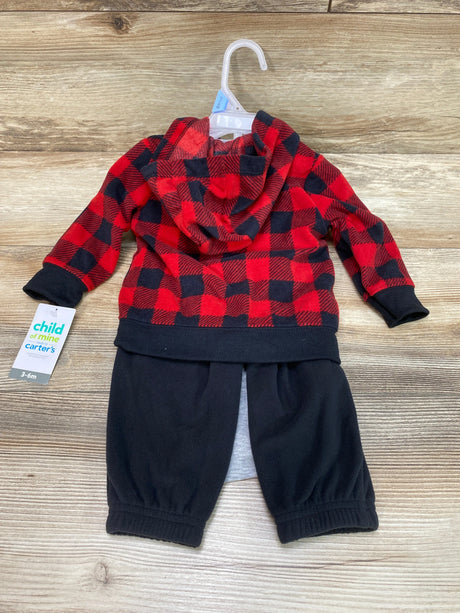 NEW Child Of Mine 3pc Buffalo Fleece Hoodie Set Red sz 3-6m - Me n Mommy To Be