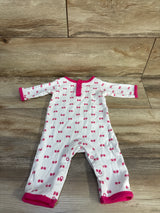 Hudson Baby Henley Bow Print Coverall White sz 3-6m