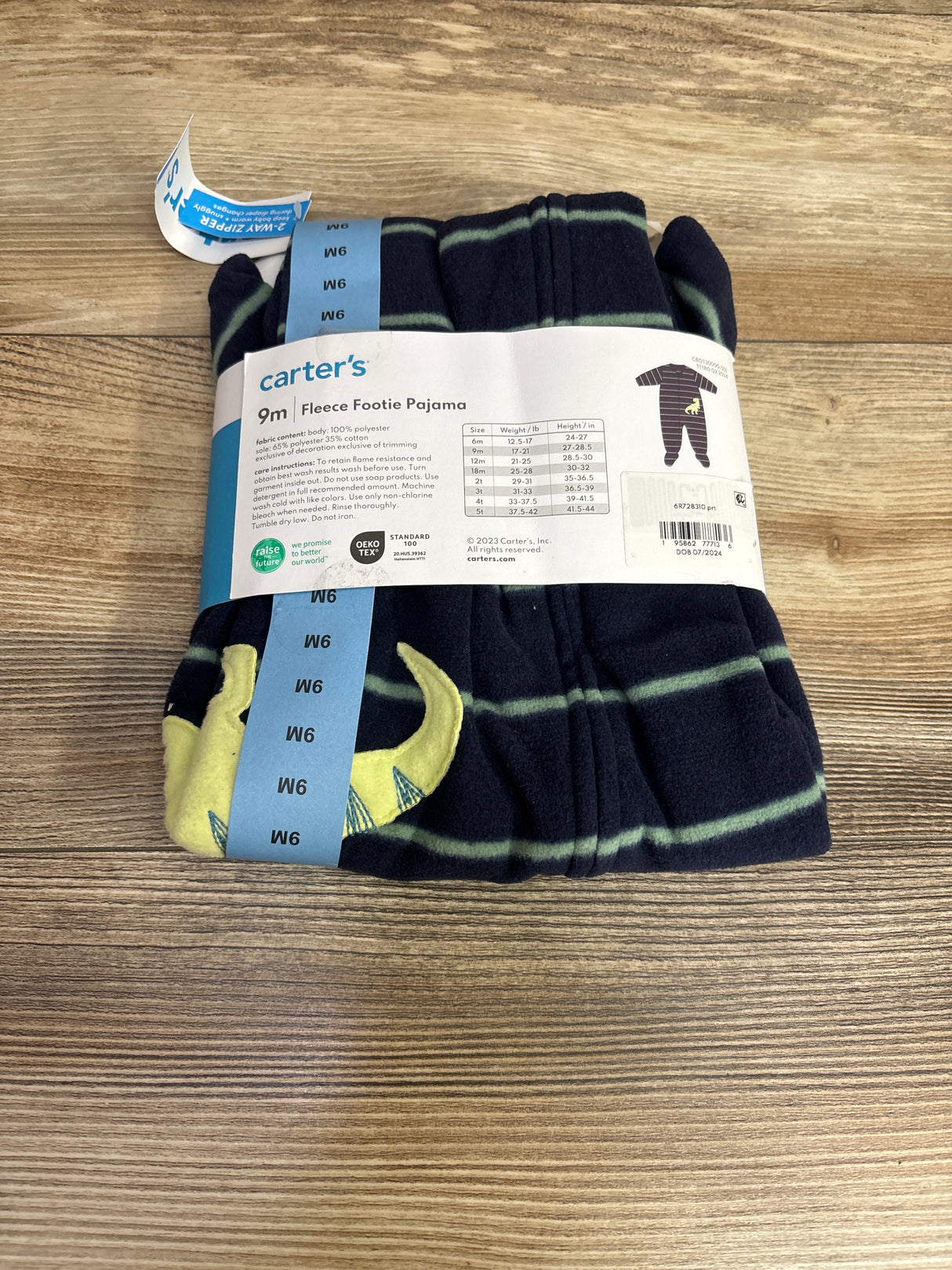 NEW Carter's Dinosaur Striped Blanket Sleeper Navy sz 9m