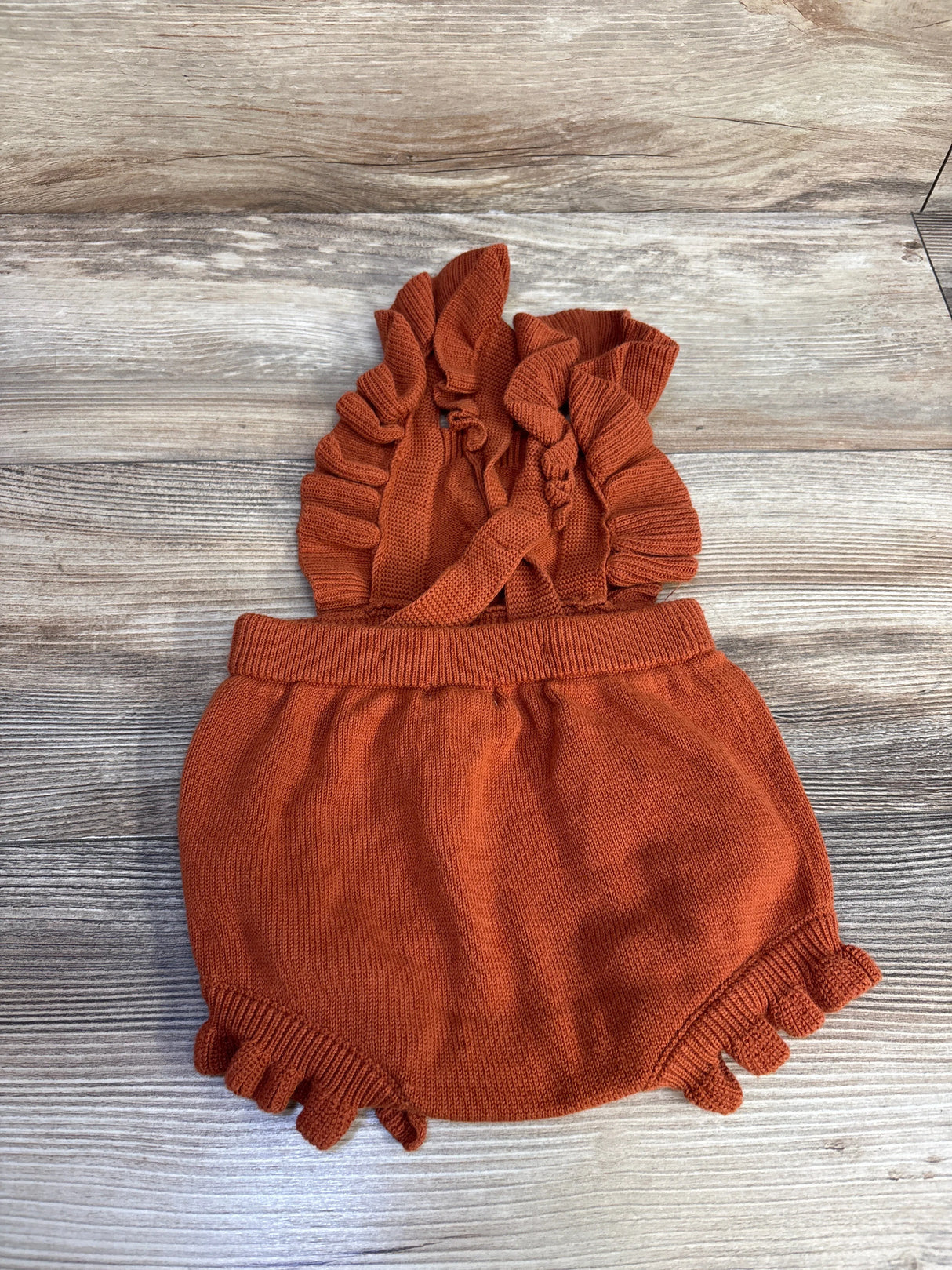 Cat & Jack Ruffled Sweater Romper Bronze sz 6-9m