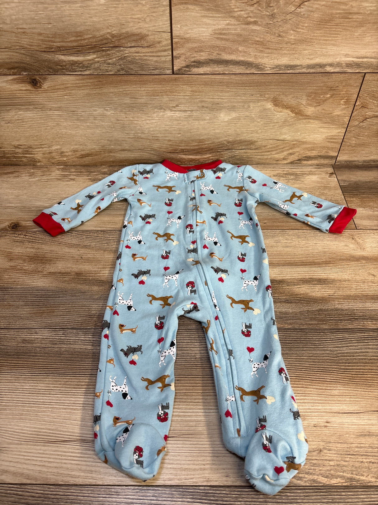 Chick Pea Dog Print Sleeper Light Blue sz 6-9m