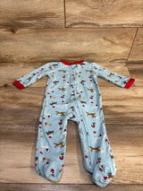 Chick Pea Dog Print Sleeper Light Blue sz 6-9m