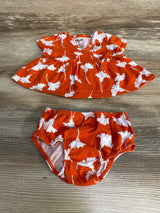 Diane Von Furstenberg 2pc Faux Wrap Top & Bloomers Orange sz 0-3m