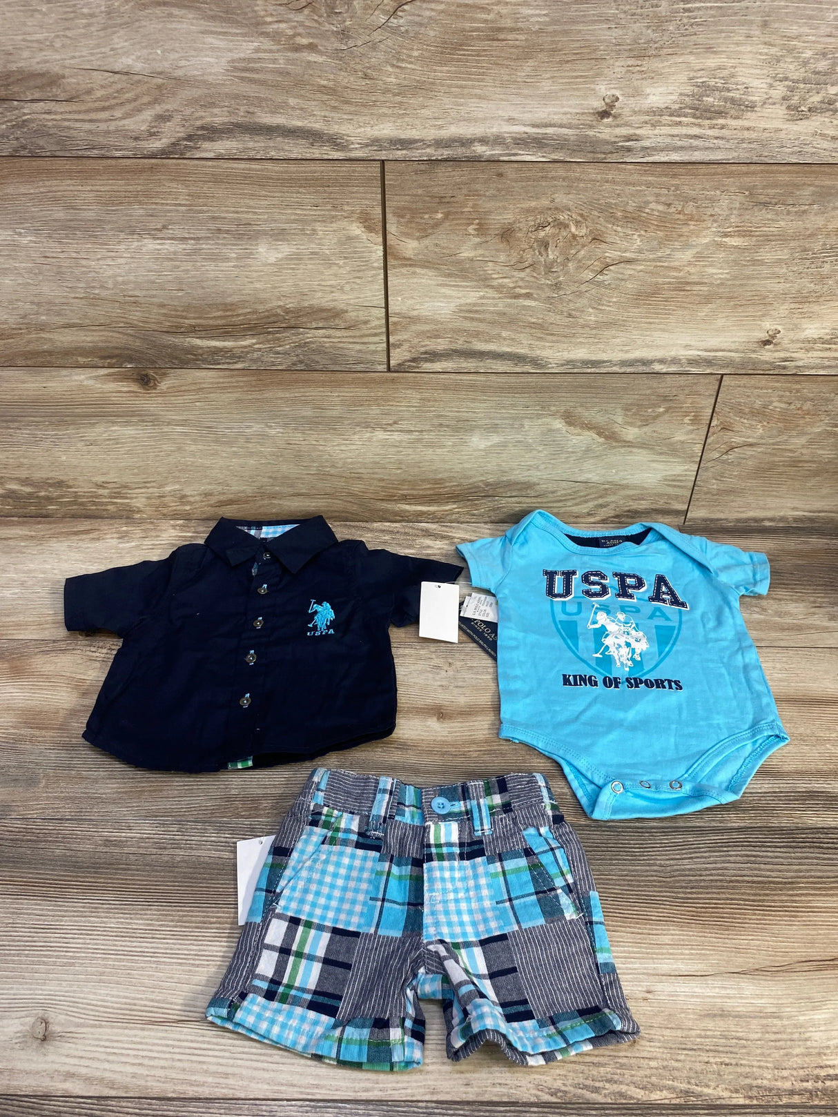 NEW U.S. Polo Assn. 3pc Set Blue sz 3/6m