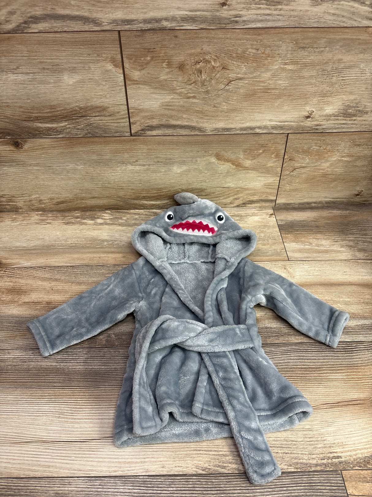 Hudson Baby Shark Plush Hooded Robe Grey sz 0-9m