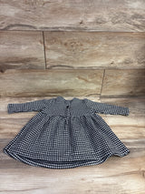 Hanna Andersson Long Sleeve Gingham Dress Grey sz 12-18m