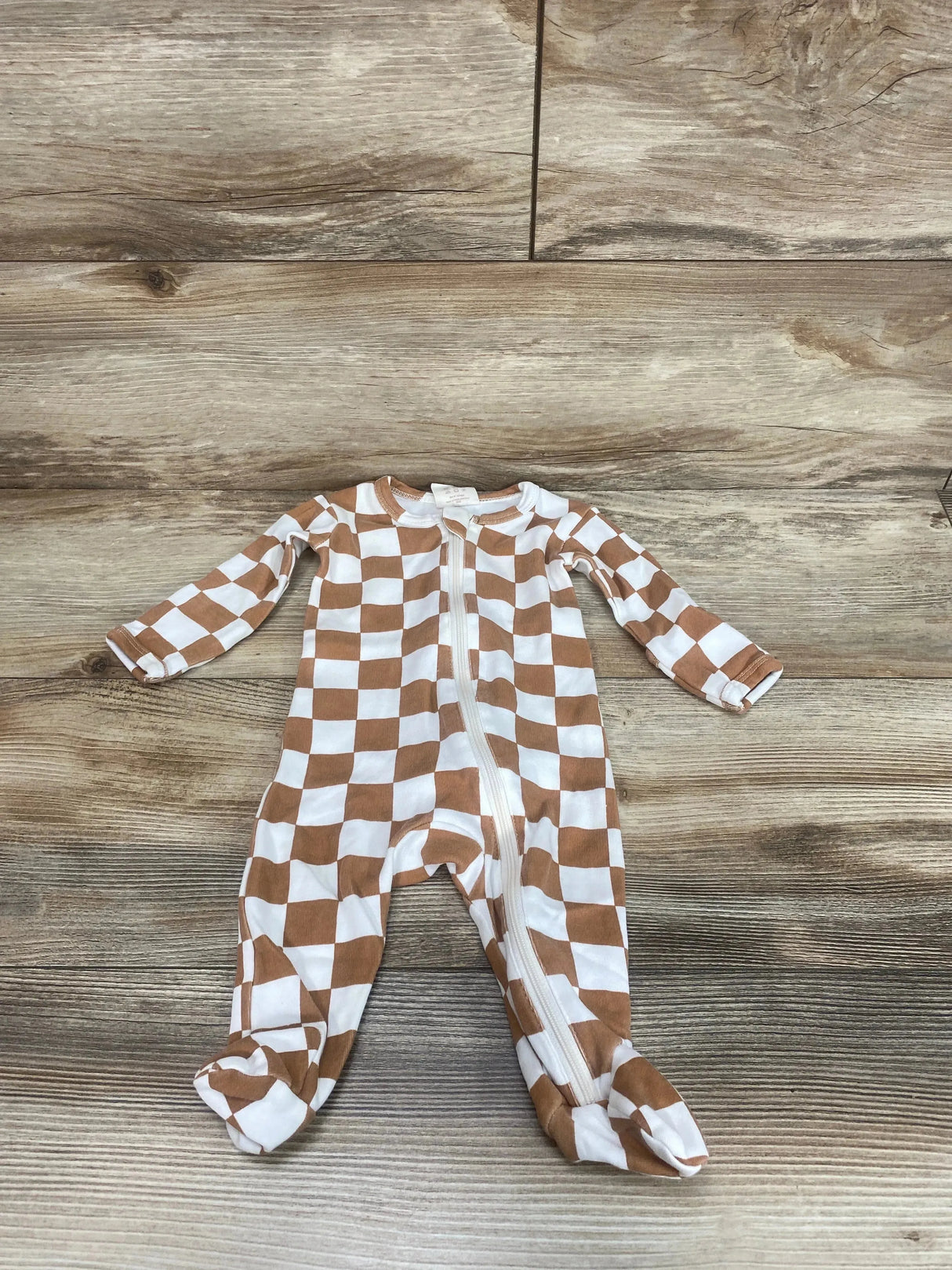 SIIX Brown Stracciatella Checkerboard Footie sz 0-3m