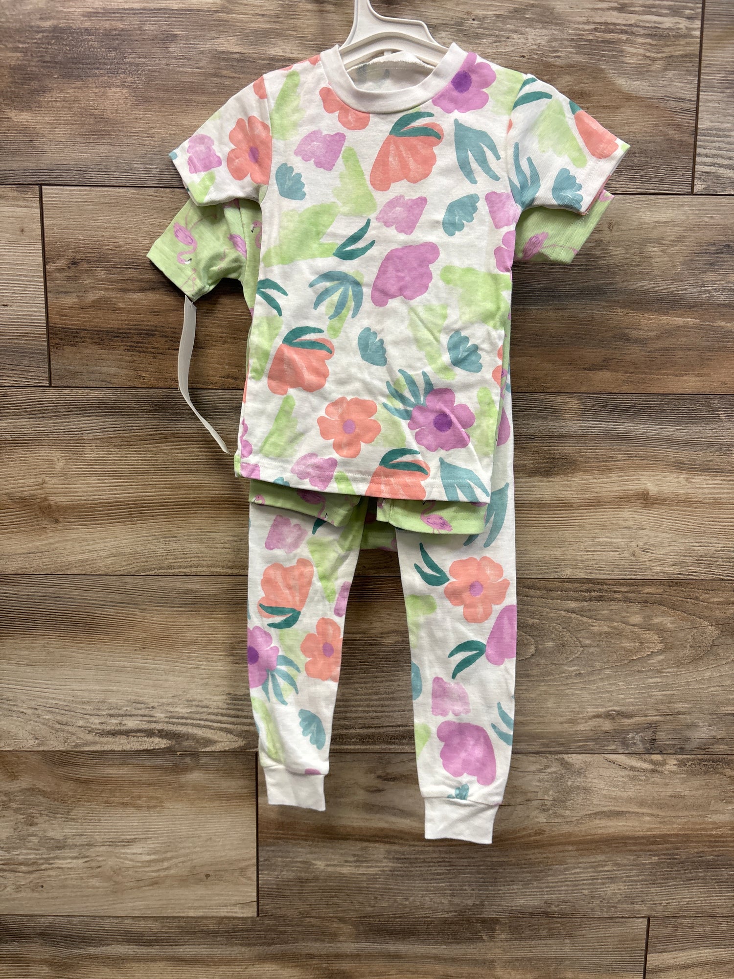 NEW Just One You 4pc Pajama Set Green/White sz 3T