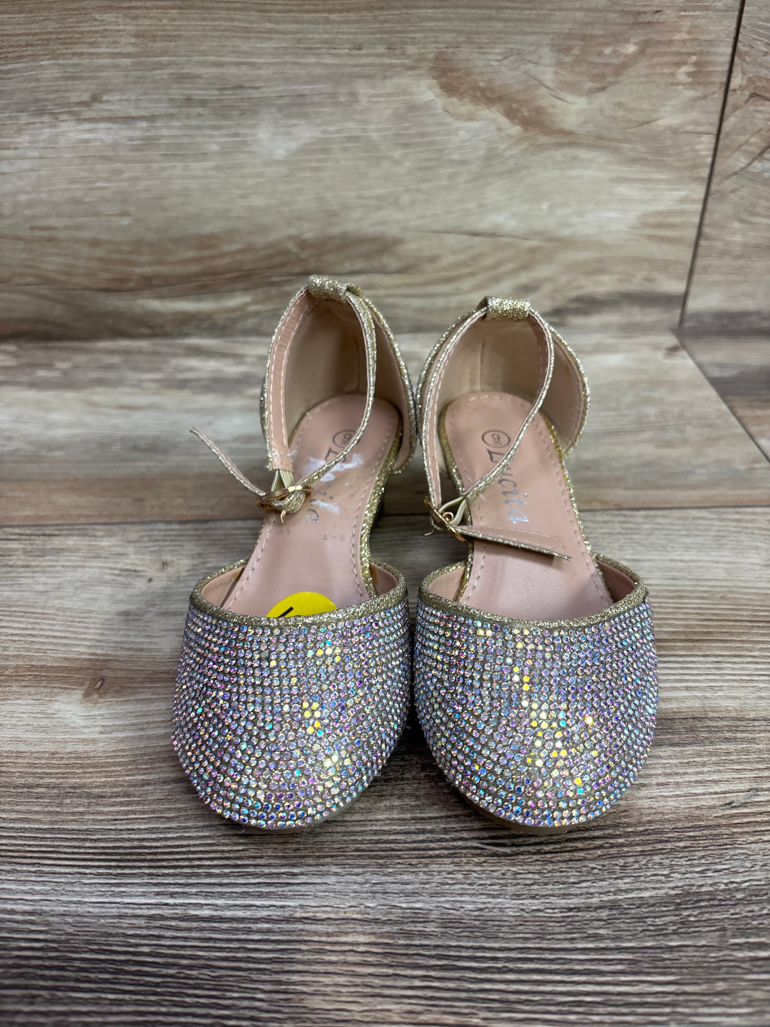 Lucita Rhinestone Ankle-Strap Wedge Heels sz 9c